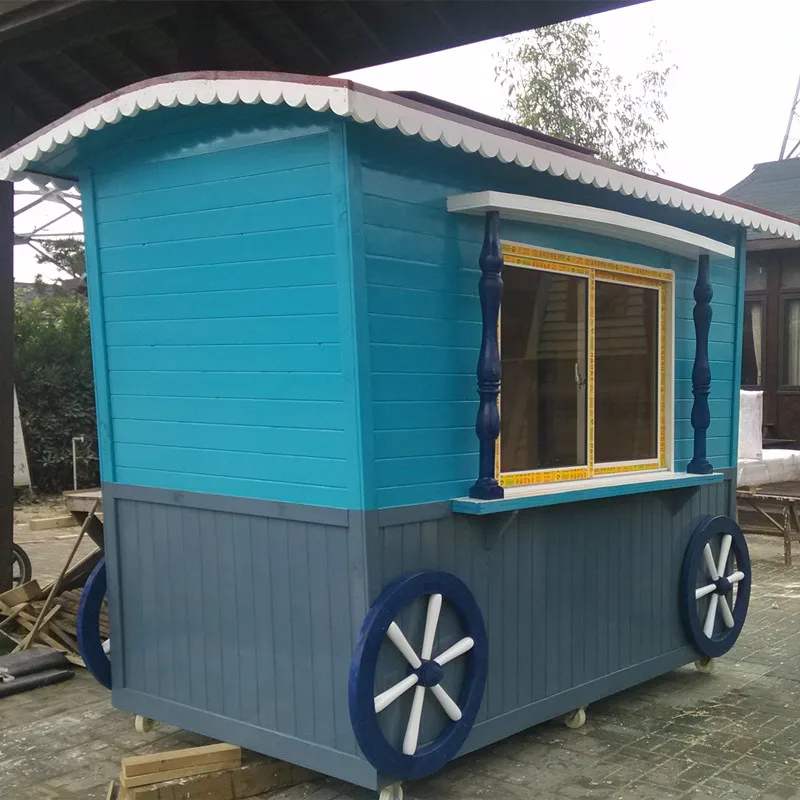 Outdoor ticket kiosk, anti-corrosive wood kiosk, chalet scenic spot mobile truck, outdoor milk tea house shop customizatio