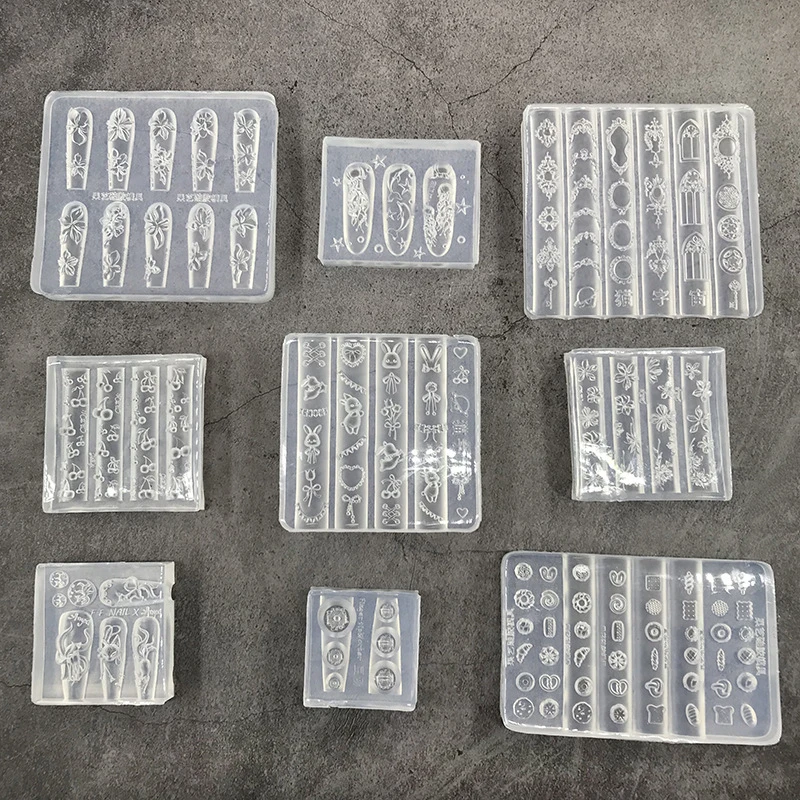 3D 네일 몰드 아이스 플라워 빵 해파리 여우 눈알 스탬핑 스텐실 UV 젤 폴리쉬 아트 몰드 실리콘 조각 도구 DIY 디자인