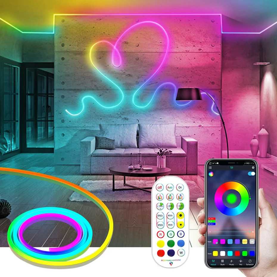 

LED Strip Light DC 12V RGBIC Neon Strips Dreamcolor Led Ribbon RGB Tape IP67 Waterproof Bluetooth Control For Home Decoration