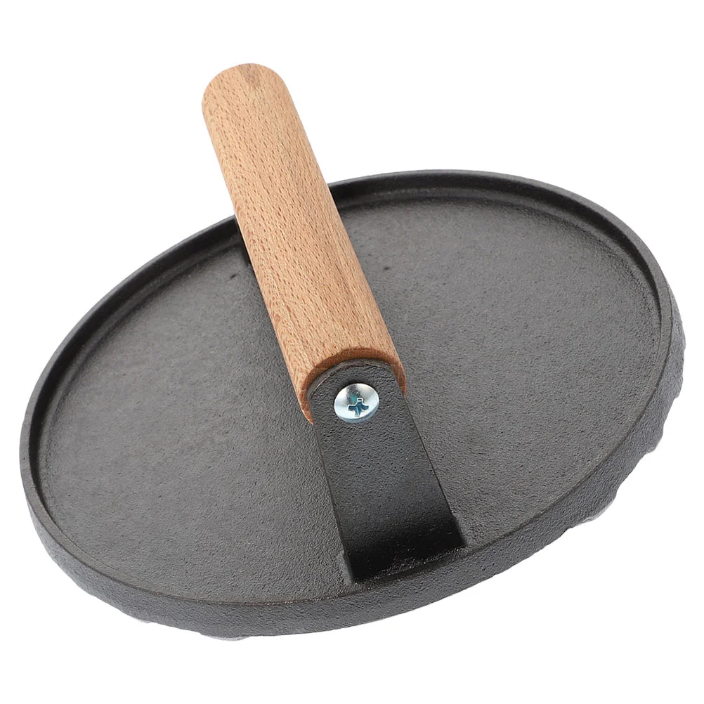 

Meat Press Round Burger Household Stainless Steel Frying Pan Hamburger Wood Bacon for Nonstick Kitchen Gadget Tool Saucepans