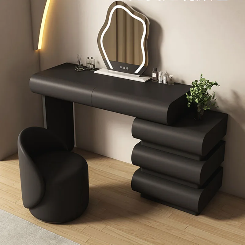 Toeletta Nera A Buon Mercato Sgabello Luminoso A Led Soggiorno Toletta In Legno Camera Da Letto Di Lusso Tavolo Da Trucco Set Di Mobili