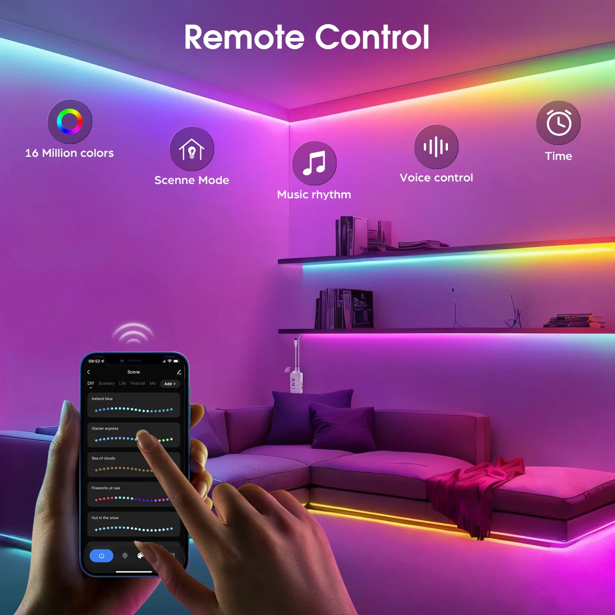 Tuya 스마트 와이파이 RGBIC LED 스트립 조명, COB 네온 테이프, 주소 지정 가능 WS2811 IC RGB 테이프, 알렉사 구글 홈용 앰비언트 장식 램프, 12V