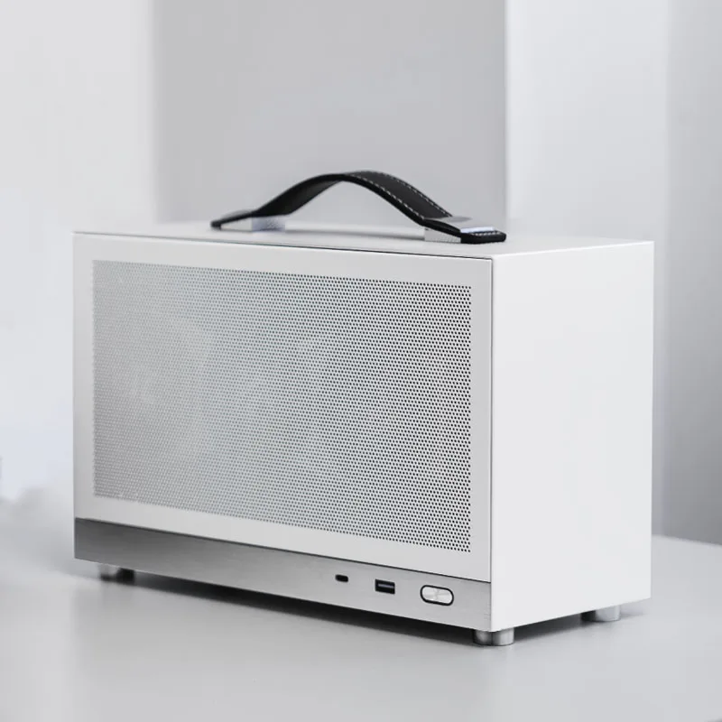 8.1L 알루미늄 미니 ITX 컴퓨터 케이스 휴대용 손잡이 메쉬 PC 섀시 SFX PSU 지원 USB 3.0 타입-C 포트 게임 및 사무용