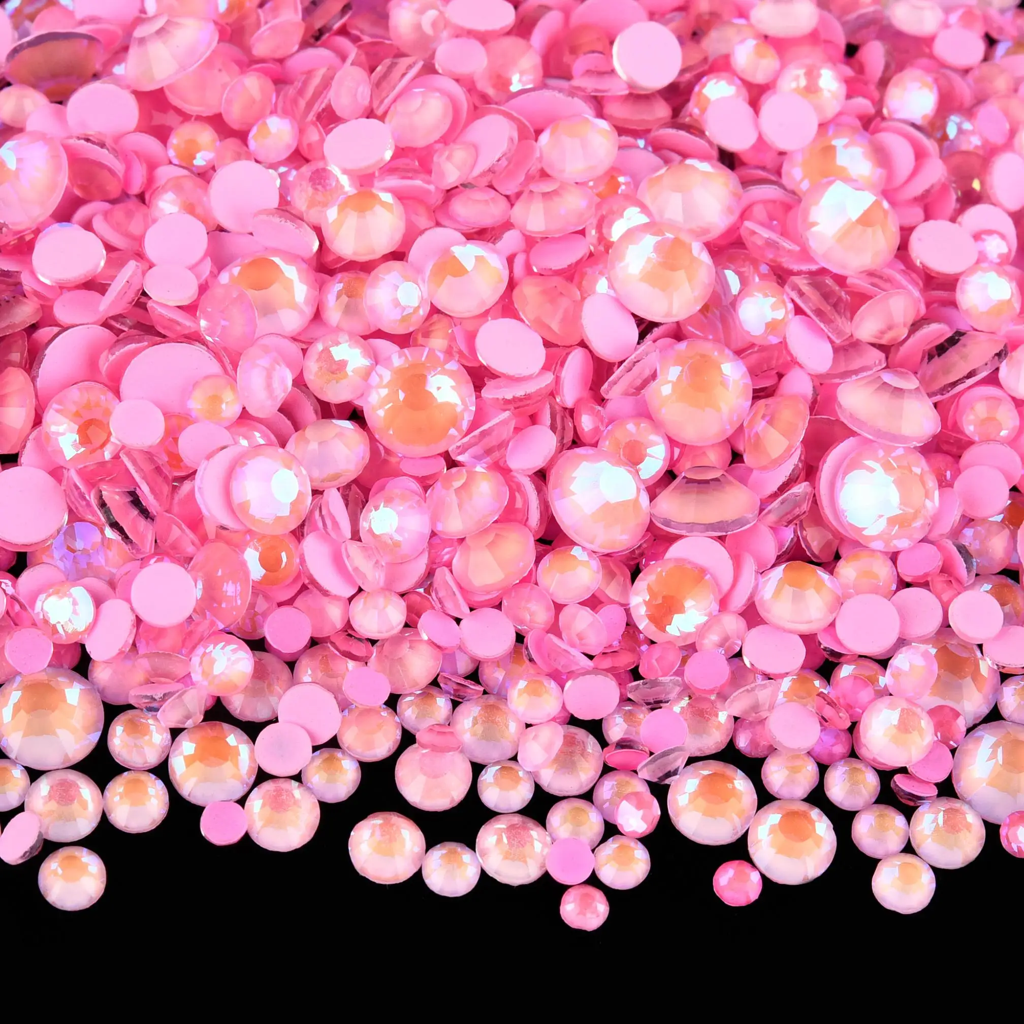 Light Pink GemStone Mix Non-Hotfix Flatback Rhinestones for Nail Art and Garment Decorations