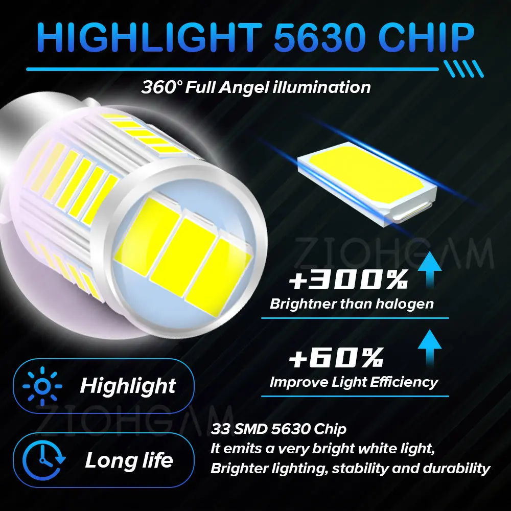 ZIOHGAM 1x Lamp W21W R10W T20 P21W 1157 1156 7440 7443 BA15S S25 BAY15D R5W WY21W P21/5W W21/5W Led Bulb 33smd Car Signal Light