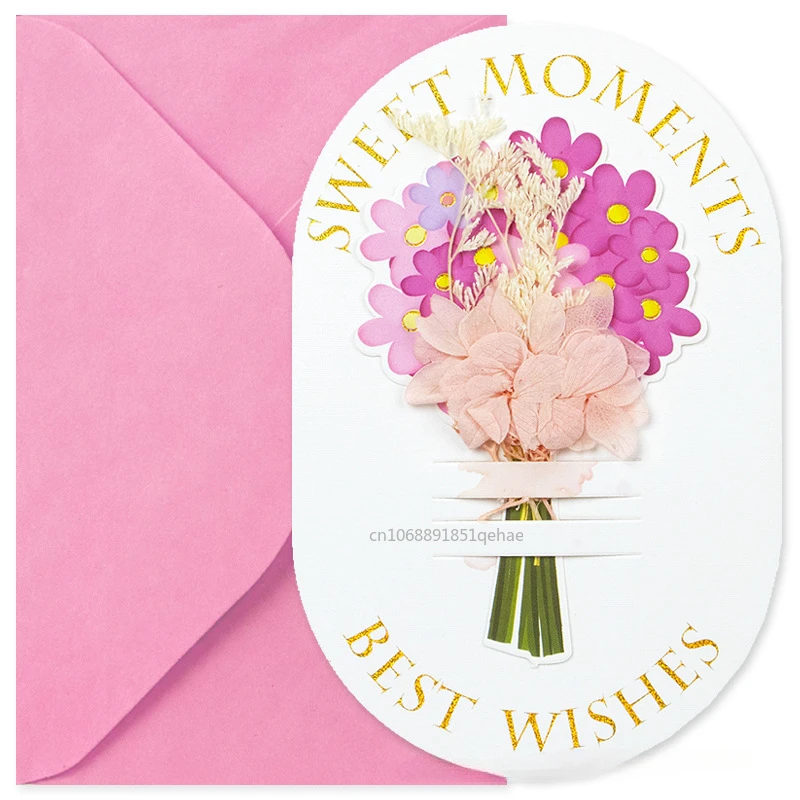 Romantic Dried Flowers Greeting Card Thank You Cards Birthday Wedding Party Invitation Card Valentine's Day Girlfriend Gift
