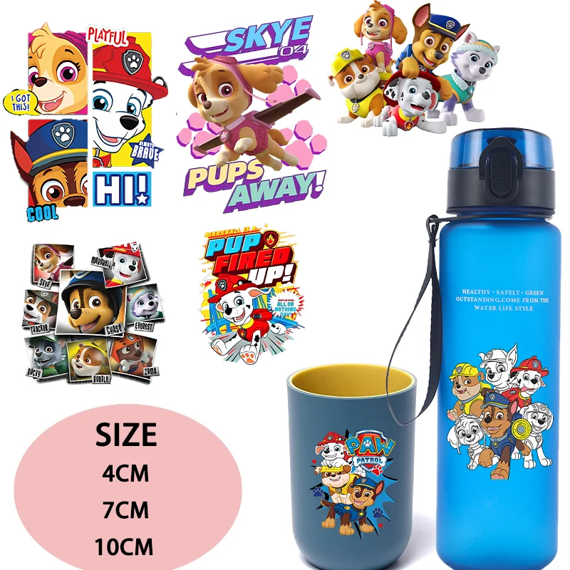 Paw Patrol Cartoon 3D-Transferaufkleber, UV-DTF-wasserdichte Aufkleber, geeignet für Wasserflaschen, Lunchbox, waschbar, DIY-Wraps, Geschenke