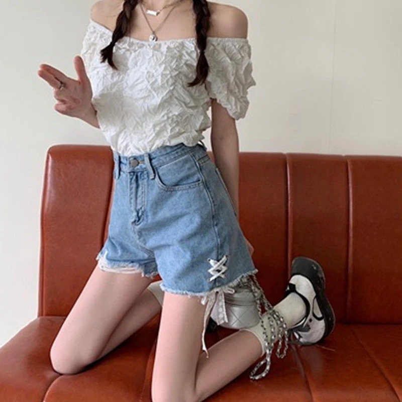 Denim Shorts Female Jeans Summer Shorts Push Up Streetwear Y2K Blue Sweat High Waist Shorts Female Jeans Korean Summer Clothes