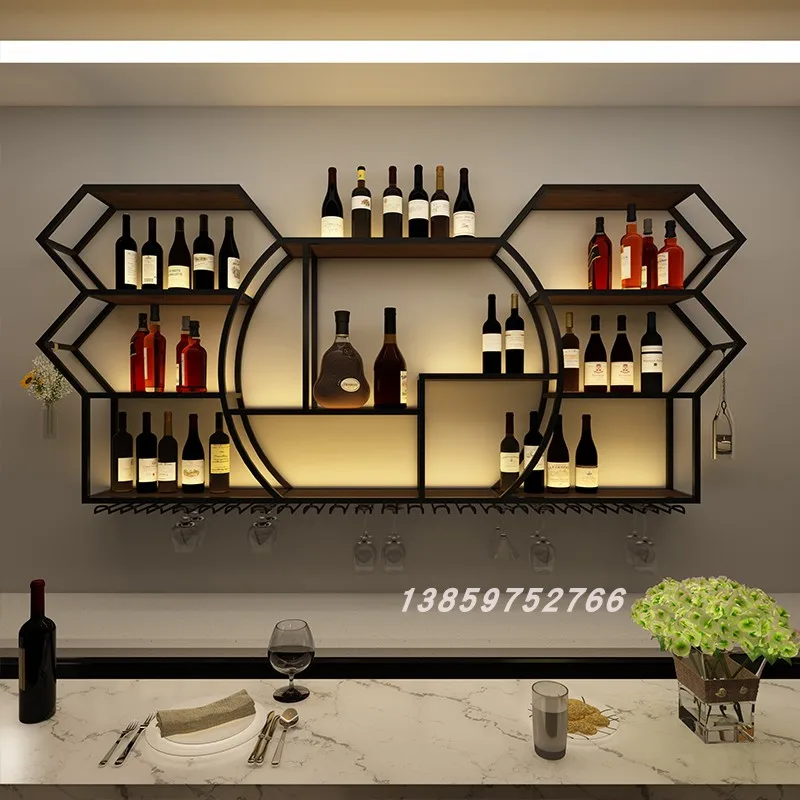Luxury Display Wine Storage Shelf Black Vino House Bar Living Room Home Hanging