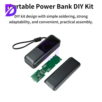 Ricarica rapida PD 100W ad alta potenza con cavo integrato Kit fai da te Power Bank Custodia per batteria 21700 a 4 celle Custodia per Power Bank grigia