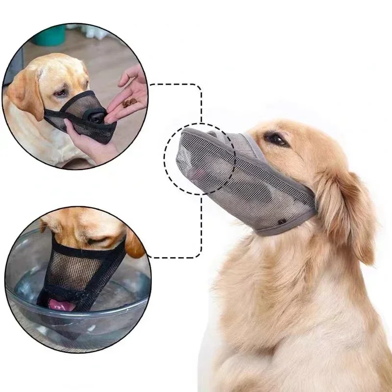 Pet Dog Muzzles Adjustable Breathable Dog Mouth Cover Anti Bark Bite Mesh Dogs Mouth Muzzle Mask For Dogs