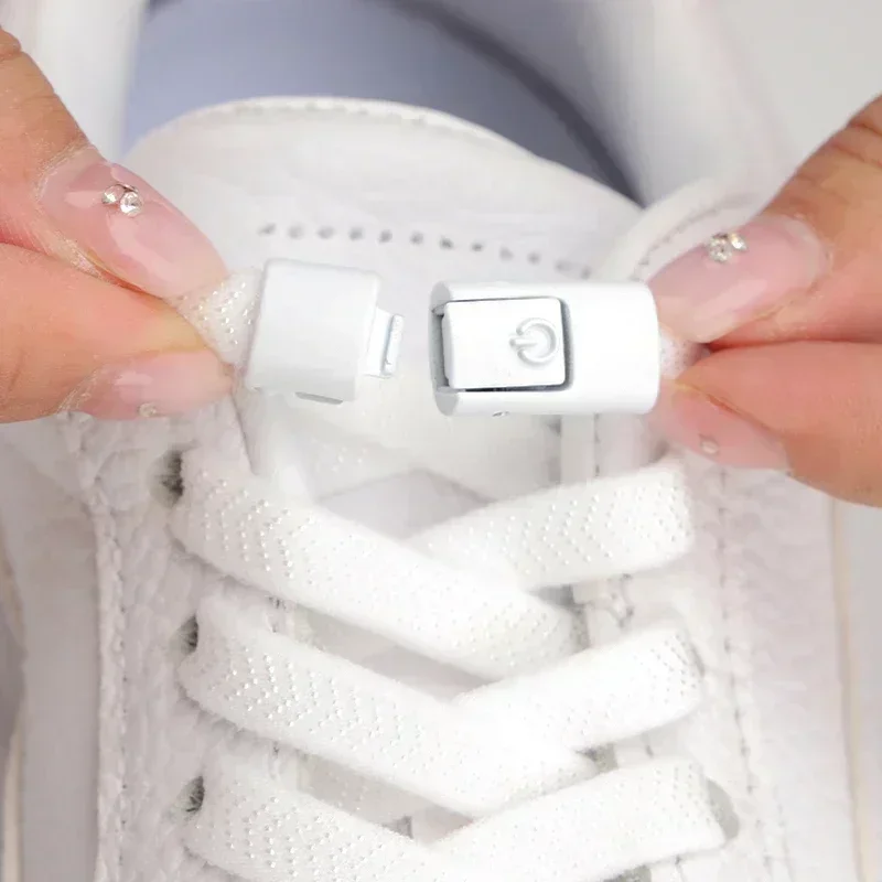 1 Paar bunte, elastische, flache Schnürsenkel ohne Binden mit Metallverschluss für Sneaker – langlebiges Schnürsenkel-Zubehör