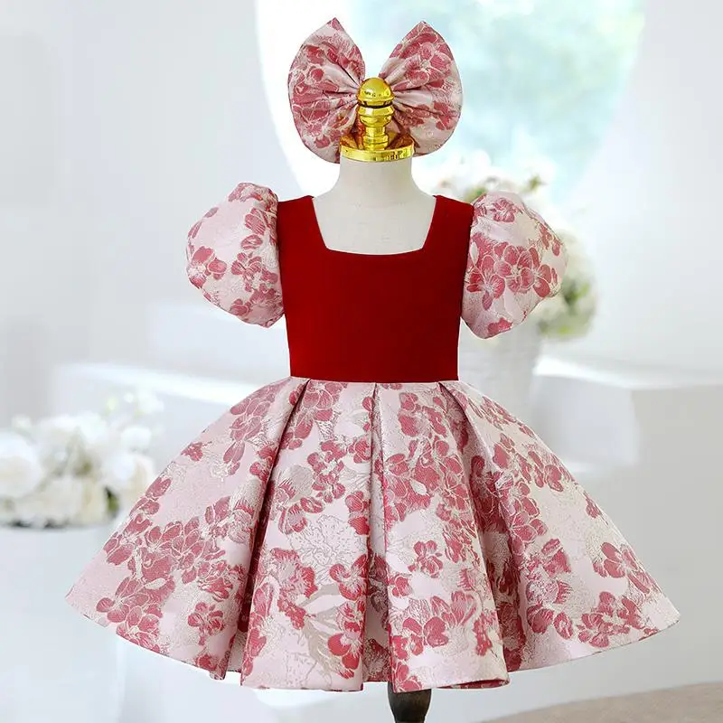 

Baby Girls Spanish Lolita Princess Ball Gown Children Bow Flower Design Birthday Christening Party Wedding Boutique Dresses y611