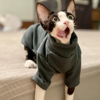 Sphynx Cat Clothes – Soft Cotton Fall/Winter Outfit for Small Pets 1
