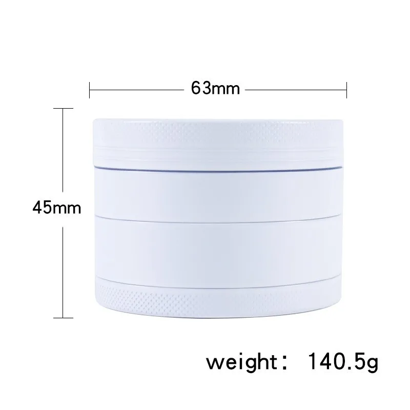 63mm White NON-Stick Ceramic Coated Herb Grinder Tobacco Smoke Herbal Crusher Spice Mill Shredder 4-Layer Smoking Accessories 4