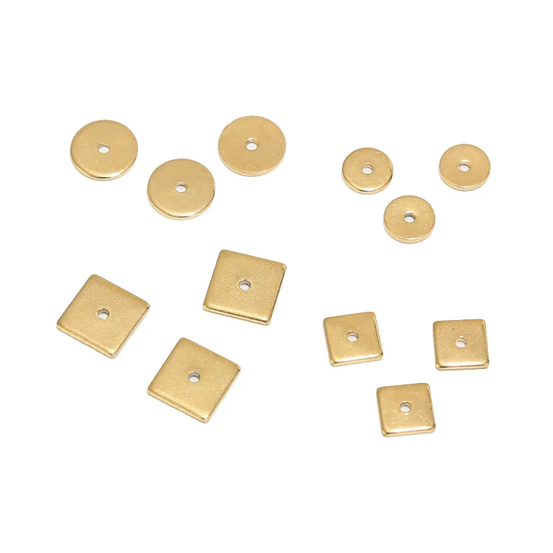 

50pcs Gold Tone Stainless Steel 6mm/8mm Metal Charms Round Square Spacer Connectors For DIY Jewelry Bracelets Necklaces Findings