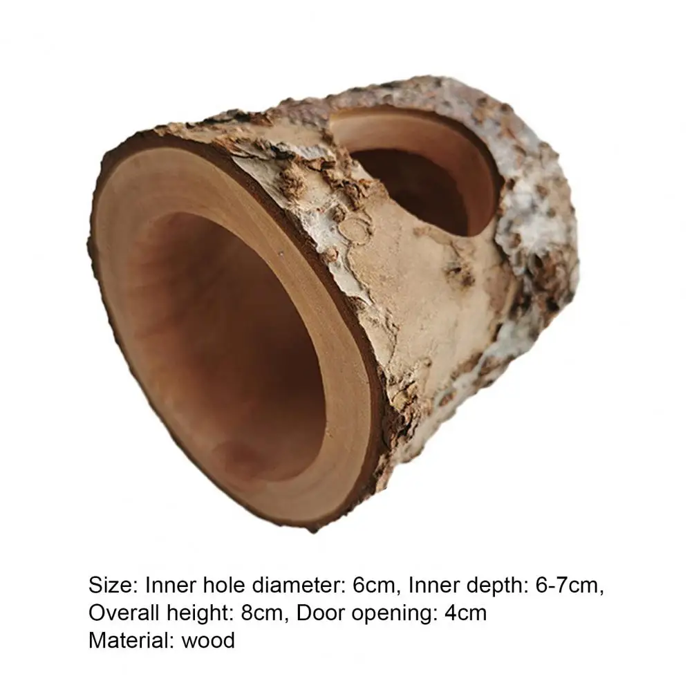 Mouse Tunnel Toy Bite Resistant Moisture-proof Pet Hollow Tree Trunk Toy Natural Wooden Hamster Mouse Tunnel Tube for Cage