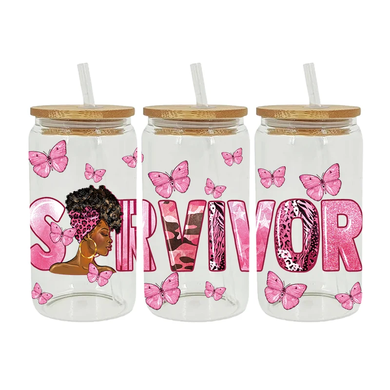 UV DTF Transfer Sticker Black Girl For The 16oz Libbey Glasses Wraps Bottles Cup Can DIY Waterproof Decals D3607