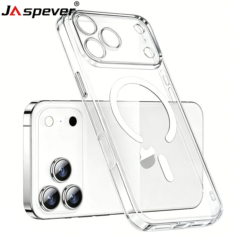 Magnetic For Magsafe Case For iPhone17ProMax iPhone 17 Pro Max Air Hybrid Hard Cover For 17Air iPhone17 Transparent Soft Shell