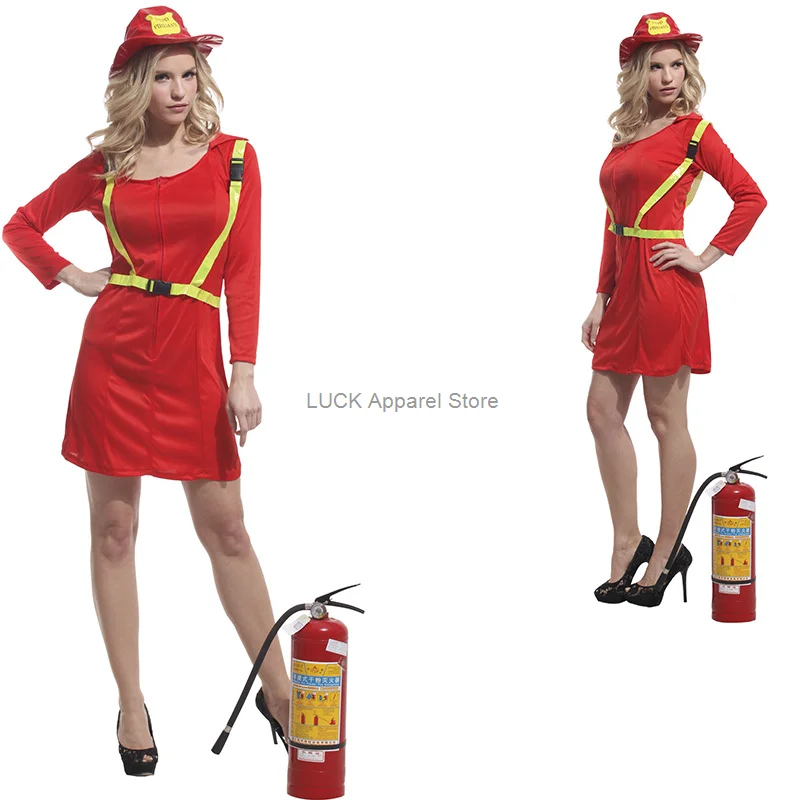

Halloween Cosplay Costume Women's Fire Suit Adult Firefighter Costume Stage Performance Game Suit Women Sexy Dress Cosplay