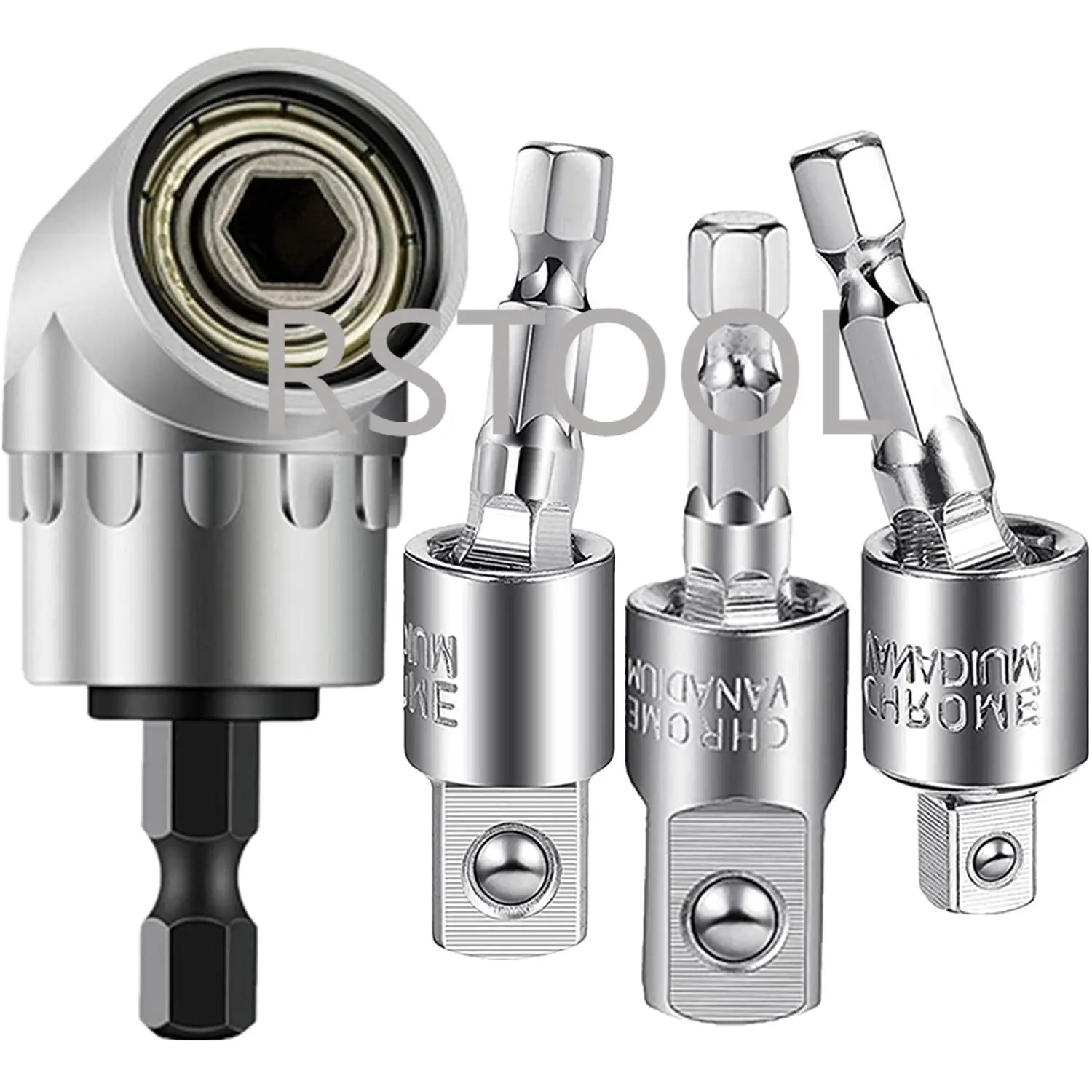 3pcs impact socket square nut driver bit 3pcs 1 4 hex shank screwdriver bit holder 1pcs 1 4 hex 105 degree right angle drill set 360 degree Rotatable Hex Shank 1/4