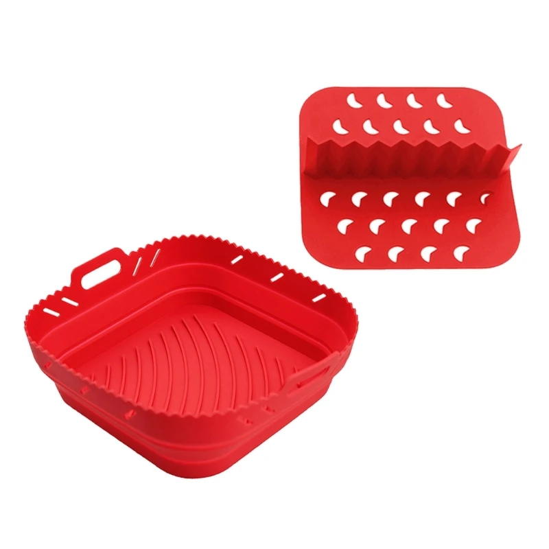 Silicone Air Fryers Liner Reusable Air Fryers Liner with Divider Heat Resistant 3