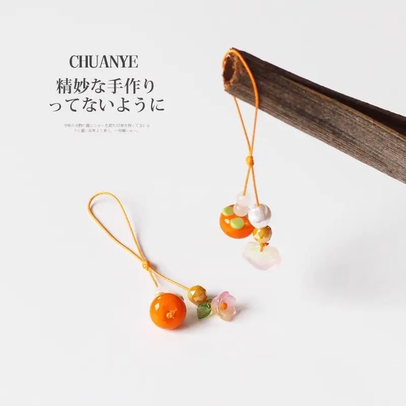 لطيف Kawaii محظوظ حزام الهاتف الحبل البرتقالي سحر...