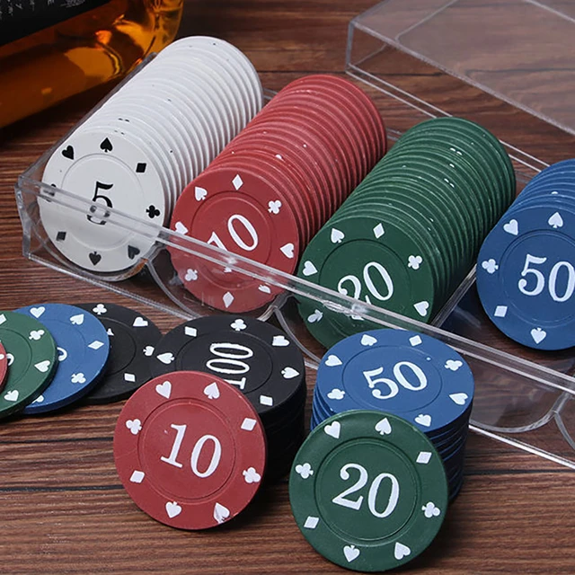 100PCS Plastic Chips 5 Denominations Durable Casino Professional  Entertainment Game Coins Poker Club Accessories 5/10/20/50/100 - AliExpress