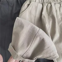 2024 Spring Baby Retro Pocket Dungarees Loose Girl Children Casual Pants Solid Boy Kids Fashion Trousers Toddler Cotton Clothes 6