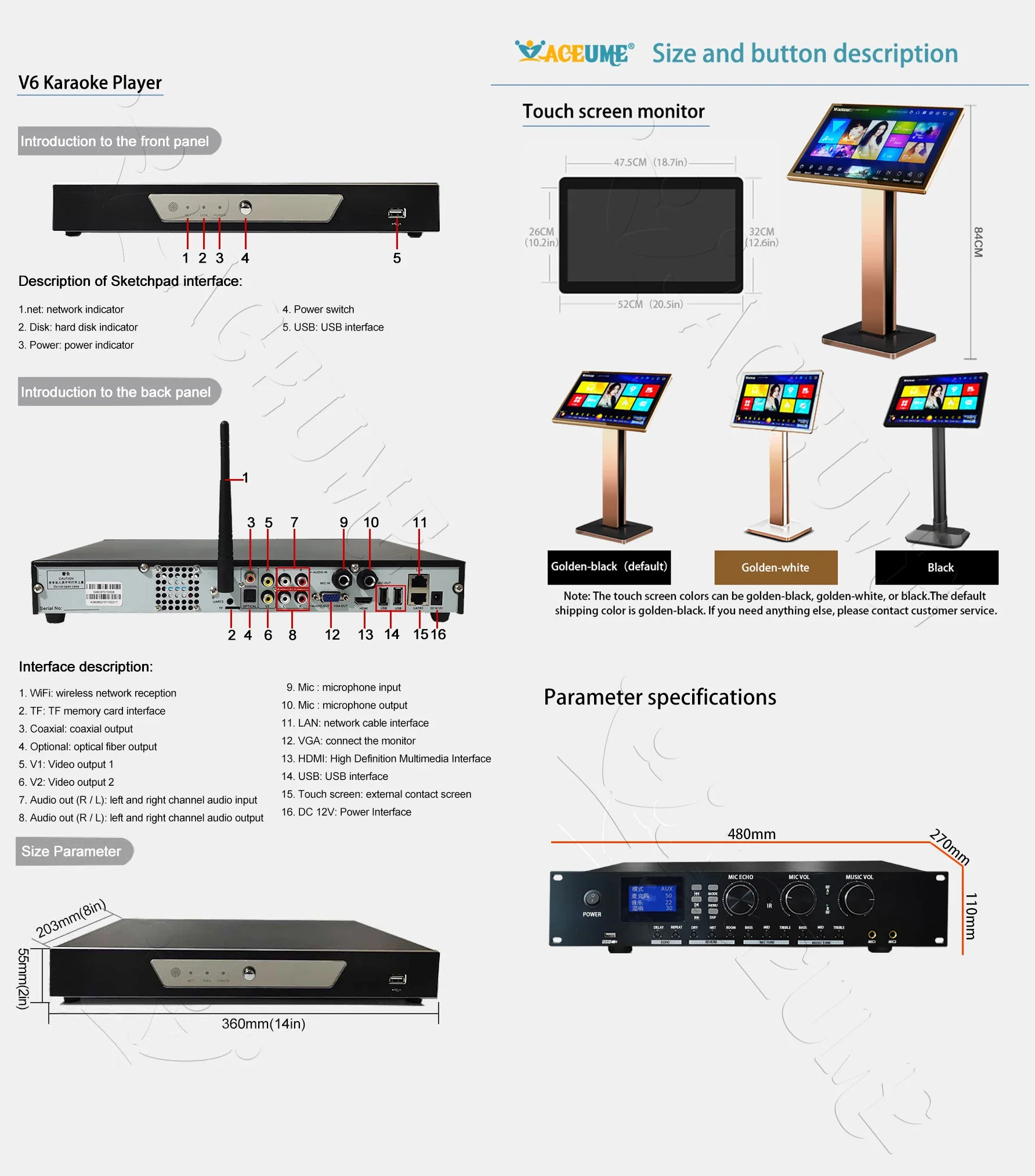 TSRVK520-16TB 22" MIC Family KTV Singer Audio Set Full Karaoke Machine Home All-in-one Machine WIFI