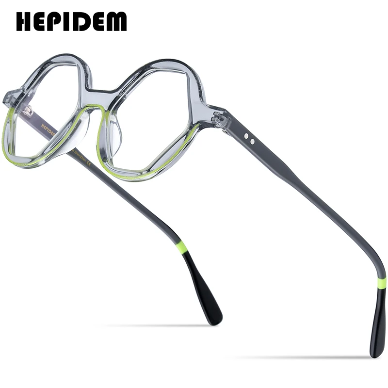 

HEPIDEM Powder Acetate Glasses Men 2022 Vintage Retro Polygon Optical Eyeglasses Women Optical Spectacles Eyewear 9301
