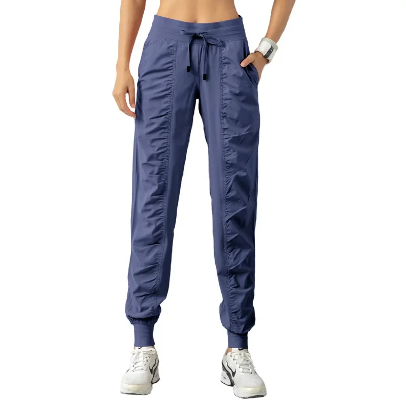 Spring Summer Casual Drawstring Fitness Pants Loose Running Sports Shorts Quick Dry Bungee Cord Waistband Sweatpants