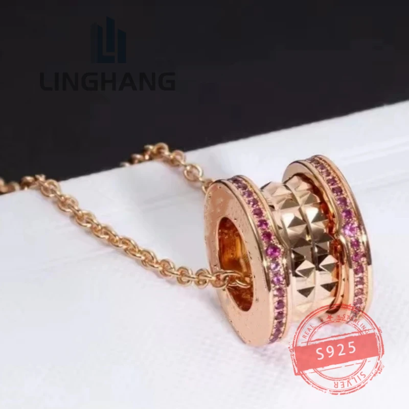 

1: 1 Customized best-selling brand ruby rivet necklace S925 silver women's fashion party luxury jewelry Valentine's Day gift