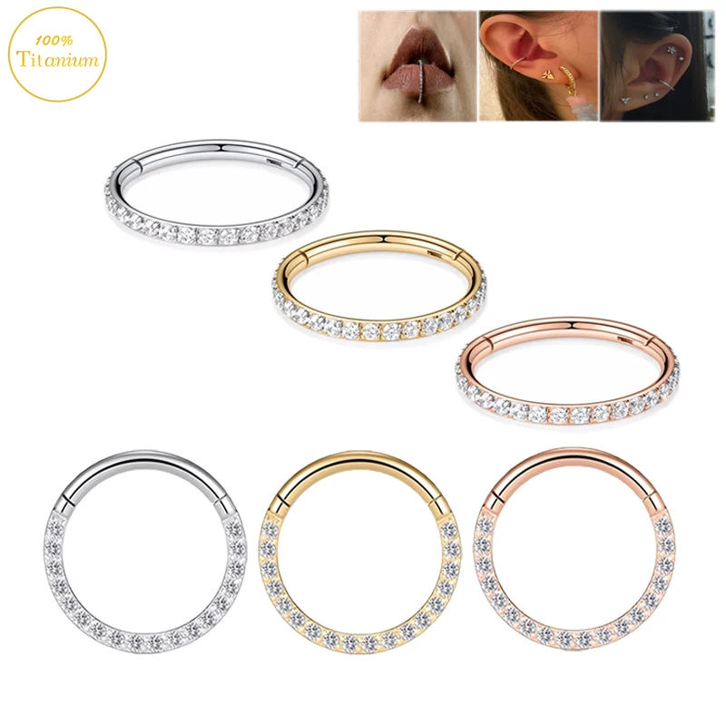 

10Pcs F136 Titanium Earrings Zircon Septum Piercing Nose Rings Hight Segment Lip Rings Cartilage Tragus Helix Piercing Jewelry