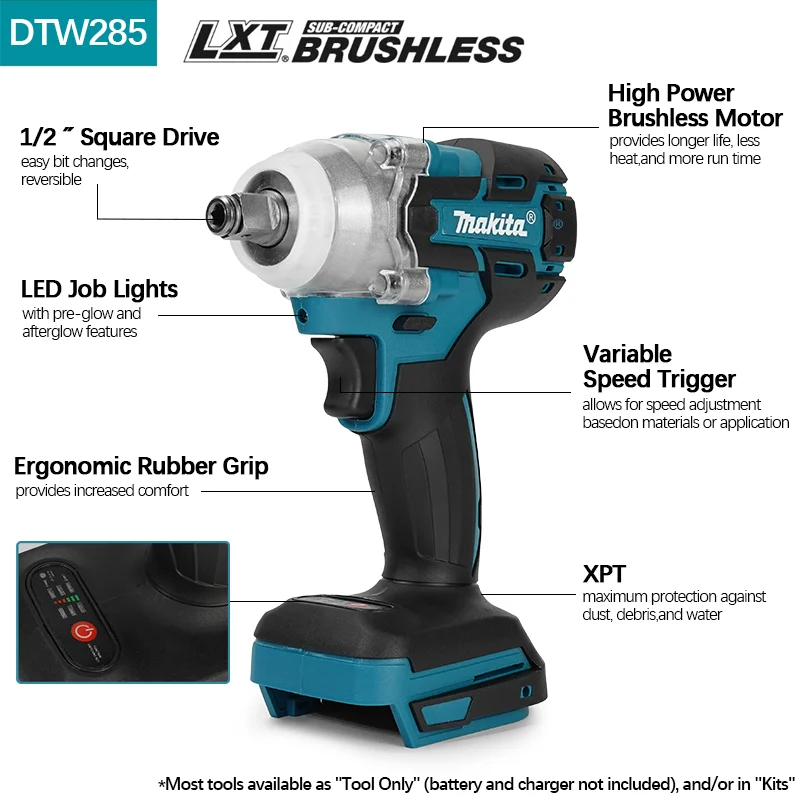 Makita DTW285 320N.M Impact Electric Wrench Brushless Wrench Cordless Tool Power Tools Rechargeable For Makita 18V Battery 2