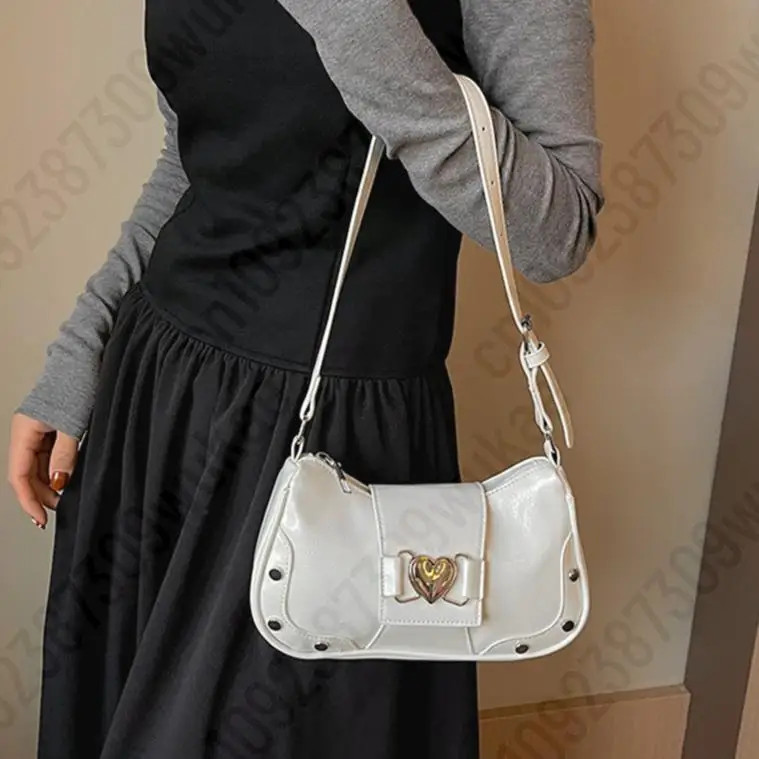 Love Design Armpit Bag Women PU Leather Spicy Girl Underarm Bag Ladies Trendy Shoulder Bag Waterproof Handbag Y2K Messenger Bag