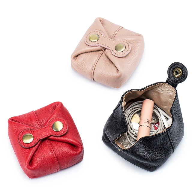 Sac à cosmétiques en cuir véritable pour femmes, pochette de maquillage mignonne, petite boîte à clés pour écouteurs, étui de rangement pour rouge à lèvres, Mini porte-monnaie à la mode 1