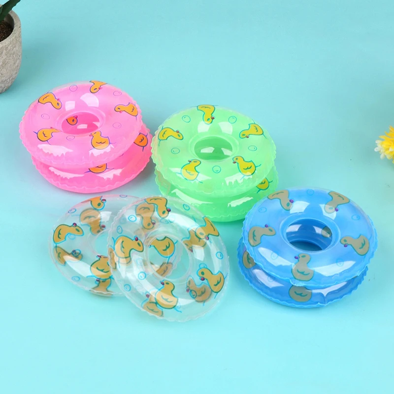 2Pcs Dollhouse Miniature Swimming Ring Cute Duck Bathing Float Lifebelt Model Kids Pretend Play Toys Gift Dolls Accessories
