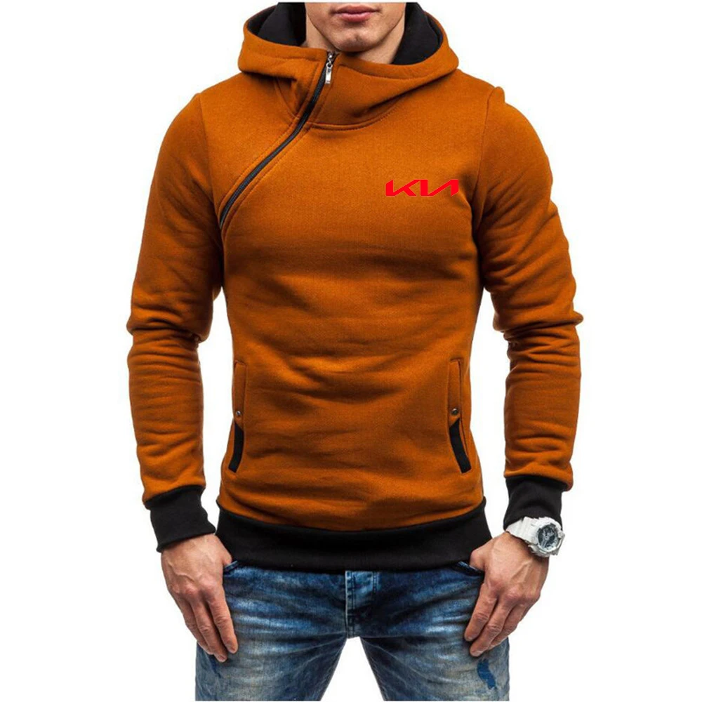 2022 New Men's Kia Motors Logo Print Solid Color Hoodie Spring Autumn Fashion Casual Long Sleeve Street Style Hoodie Sweatshirt black and white hoodie