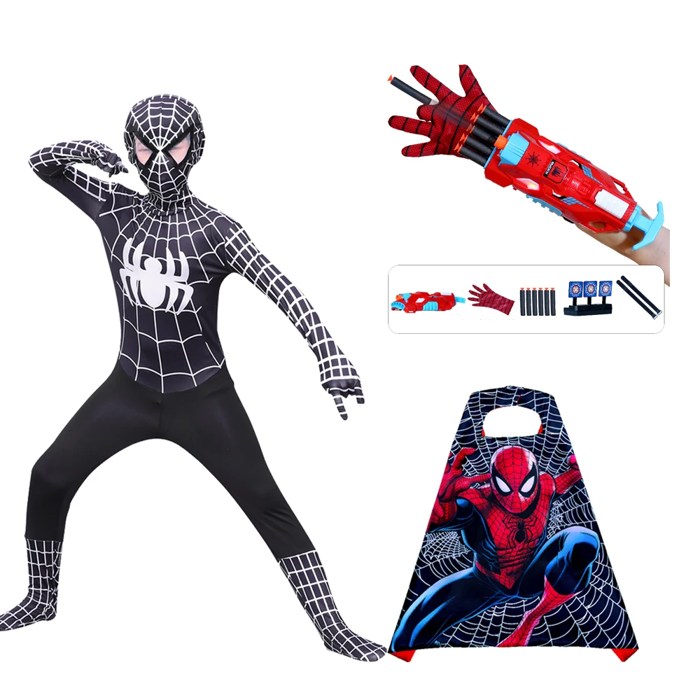 マーベルブラックスパイダーマン衣装黒化スパイダーマン男の子コスプレ