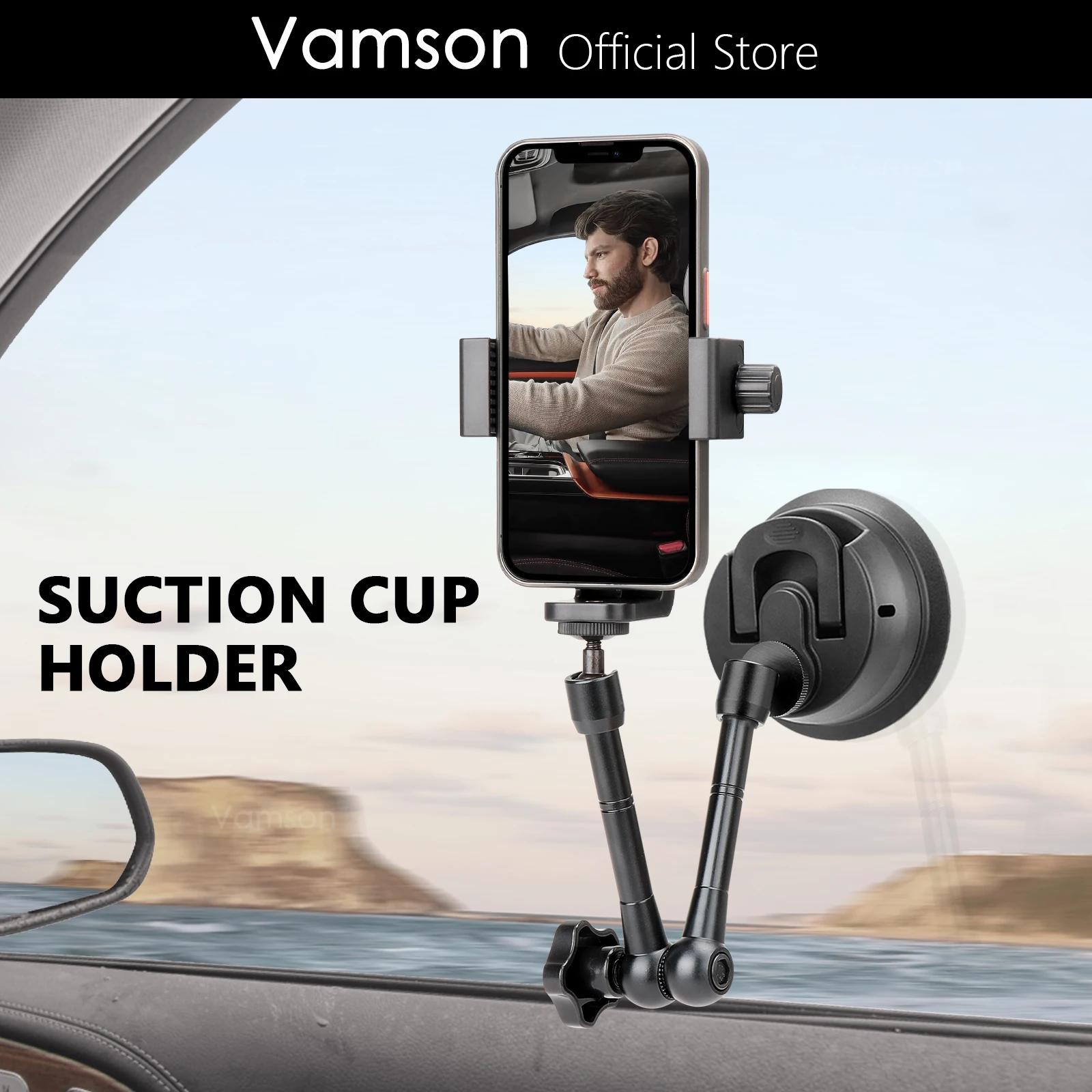 Vamson-carro Telefone Ventosa Suporte para Smartphones Insta360 x3 Acessórios 9cm de Diâmetro Fit For Gopro Hero 11 10