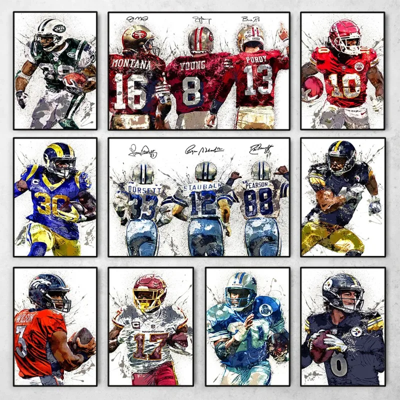 Acquerello Giocatore Di Football Americano Jordan Love Aaron Rodgers Leccarre Canvas Painting Wall Art For Living Room Home Decor