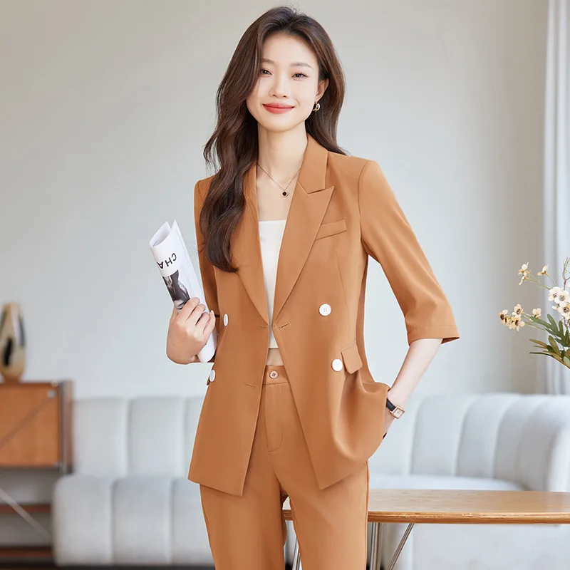 

Women's Suit Jacket New Women's Clothing2024Spring Work Clothes Women's High-Grade Three-Quarter Sleeve Temperament Business Sui