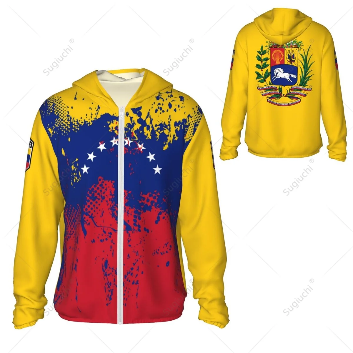 Sweat à capuche de Protection solaire drapeau Venezuela, vêtements de Protection solaire, pêche, cyclisme, course à pied, séchage rapide, manches longues avec fermeture éclair en Polyester
