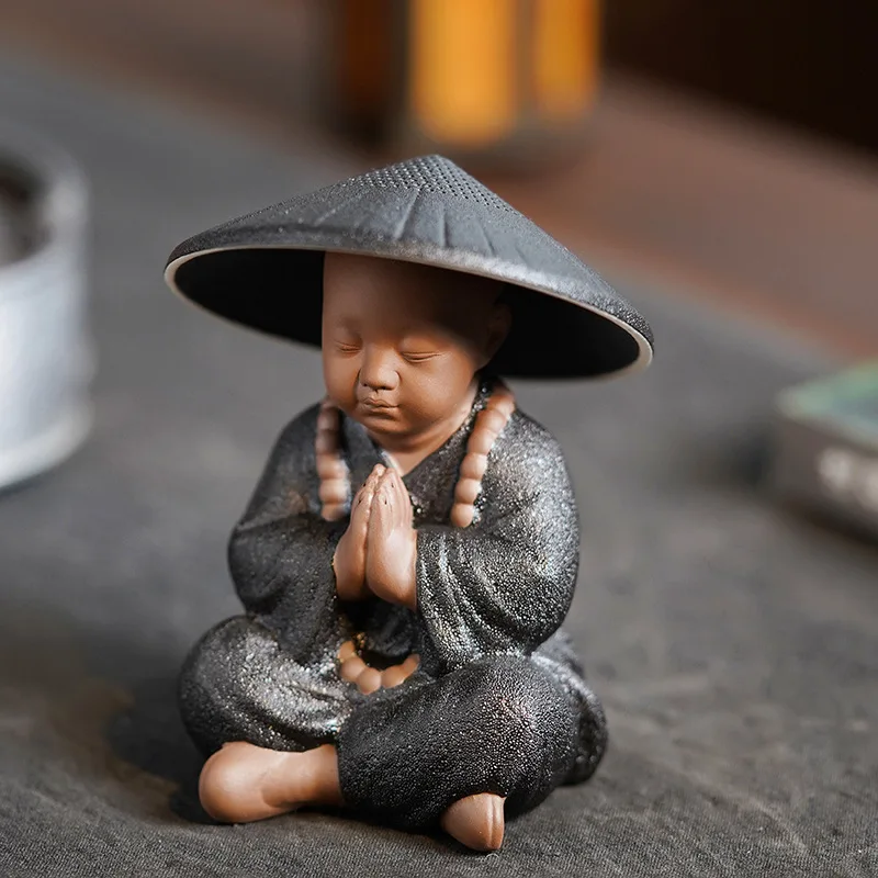 Qikuver Lachende Maitreya Boeddha – Keramisch Beeldje Voor Huis, Kantoor Of Auto (Groen)