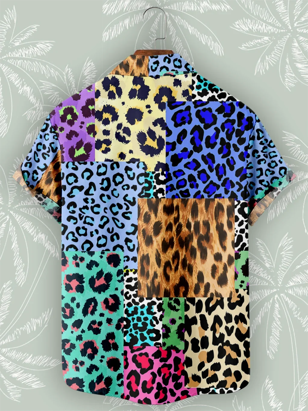 Summer Casual Shirts Fashion Big Size Splice Leopard High Quality Short Sleeve Oversized Shirts for Men 2024 Camisas De Hombre