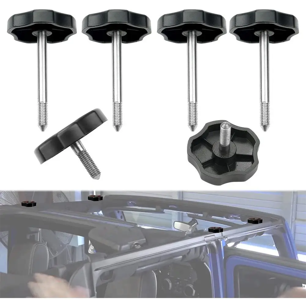 

6Pcs Soft Top Window Frame Door Surround Knob Screw Bolt Set With Pin Compatible For 2007-2018 Jeep Wrangler JK 4