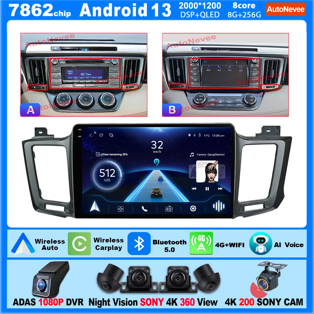 

Автомобильный радиоприемник Android Carplay для TOYOTA RAV4 2012-2018, мультимедийный плеер с сенсорным экраном, 10-дюймовый дисплей детской модели, Wi-Fi, интеллектуальный дисплей системы