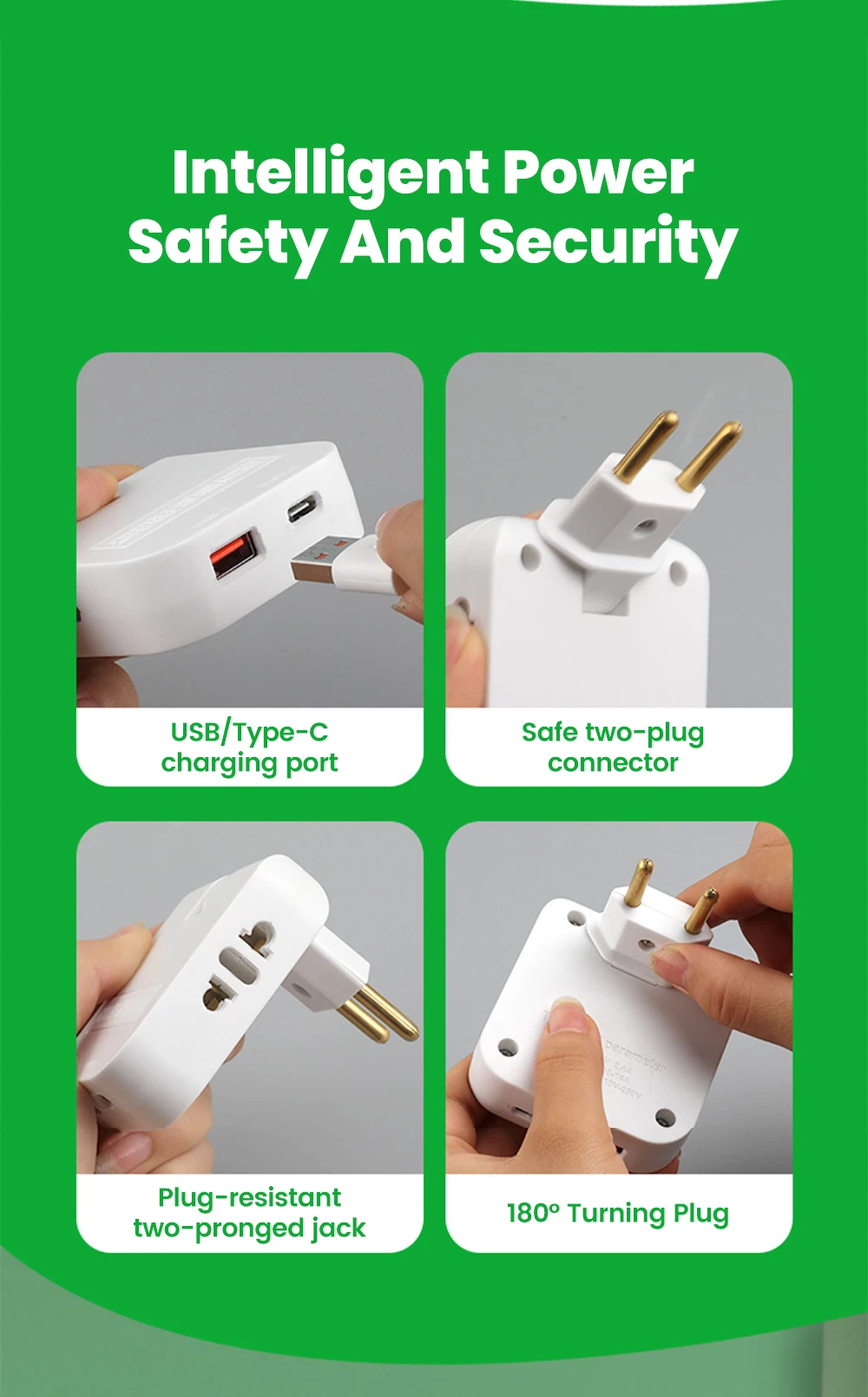 3-in-1 EU/US-Steckdose, Stecker-Adapter, faltbar, USA zu EU, Reise-Adapter, Stromkonverter, KR-Stecker, Steckdose, AC-Steckdose – Detail 2