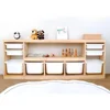 Wooden Closed Back Kids Bookshelf Freestanding Bookcase Modern Display Cabinet Shelf with Drawers Children Toy Storage Cabinet 3